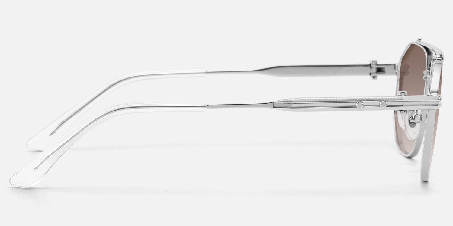 Ando - Silver Gradient Brown Lens Sunglasses | Vooglam Side View