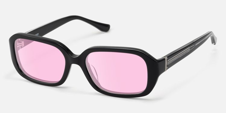 Mies - Pink Lens Exposed Hardware Black Sunglasses | Vooglam
