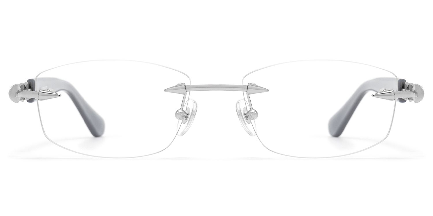 Fracture - Silver Grey Rimless Spike Glasses | Vooglam Product Details 1