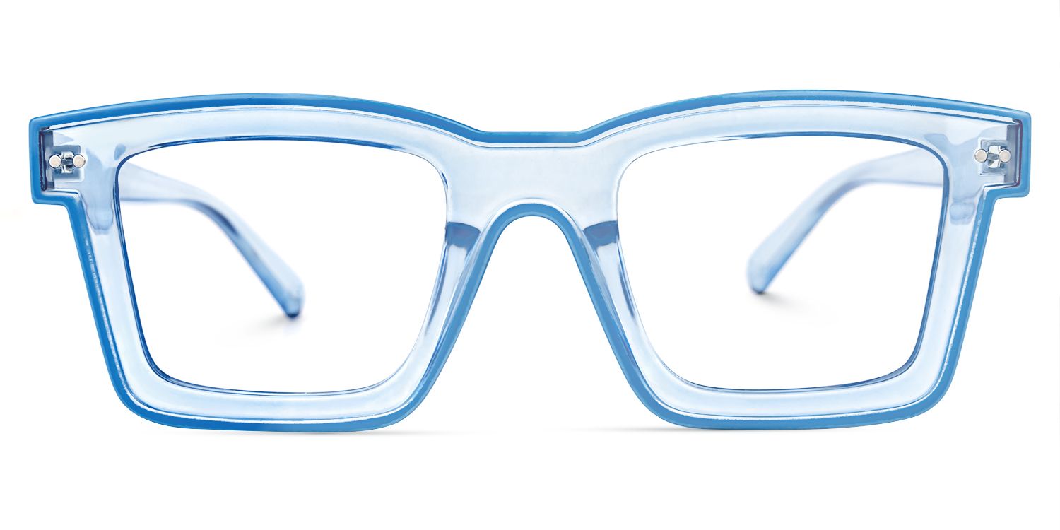 Delaram - Rectangle Blue Eyeglasses | Vooglam Angle View