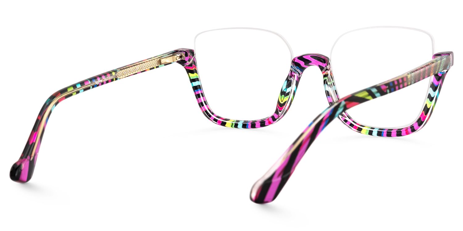 Fariha - Square Multicolor Eyeglasses by Vooglam - Side View
