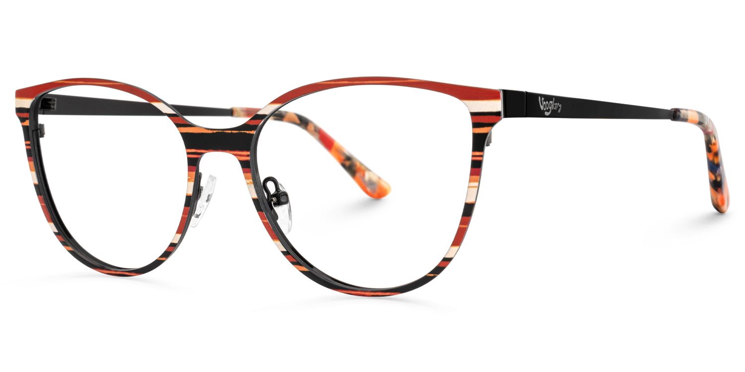 Maina - Round Red Eyeglasses | Vooglam Front View
