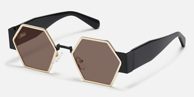 Lizzy - Geometric Gold Sunglasses
