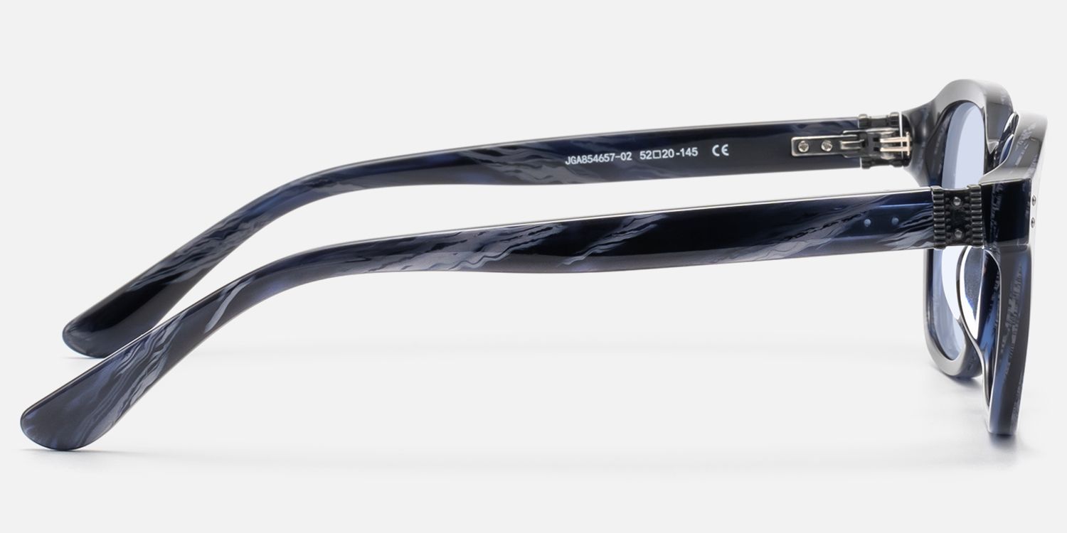 Rainier - Blue Lens Dark Blue Horn Sunglasses | Vooglam Side View