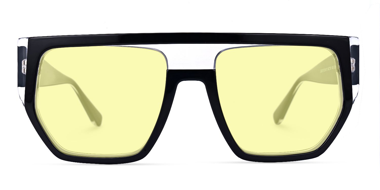 Inerney - Geometric Yellow Tinted Glasses | Vooglam Product Details 1