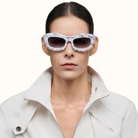 The Geologist - Geometric White Sunglasses | Vooglam On Model 1