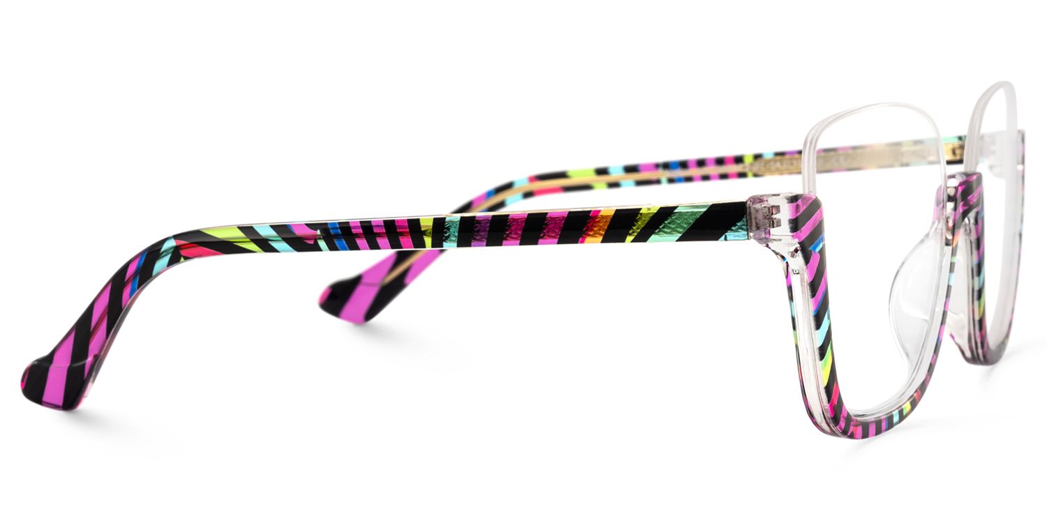Fariha - Square Multicolor Eyeglasses by Vooglam - Product View 4