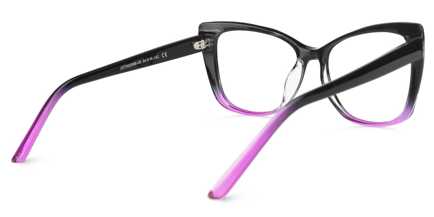 Raquel - Chic Black & Purple Faceted Frame Glasses | Vooglam Side View