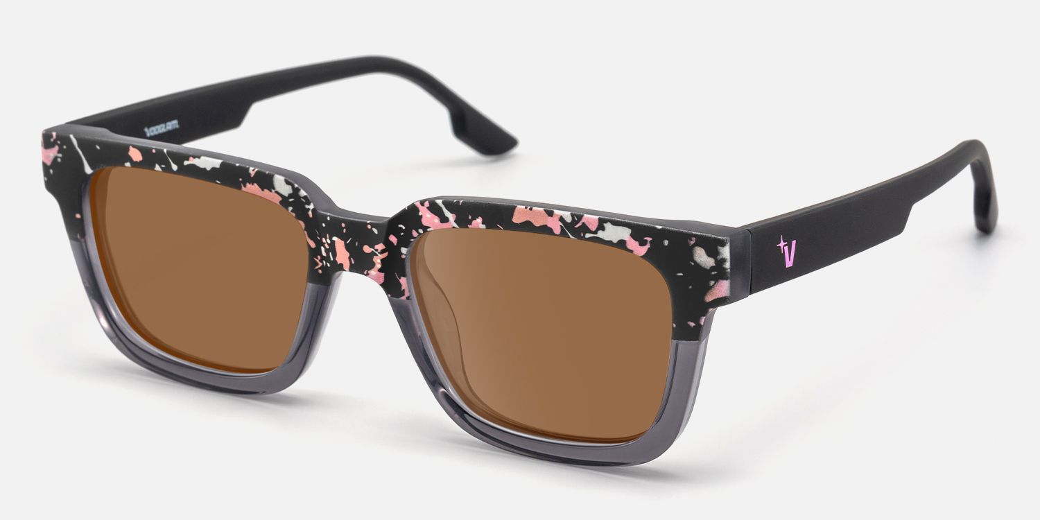 Strobe - Rectangle Two-tone Sunglasses | Vooglam Front View