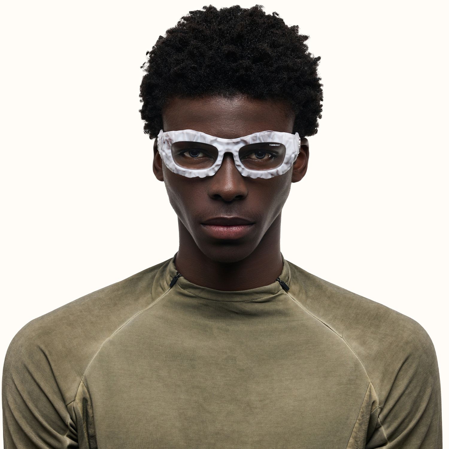 model wearing The Geologist - Geometric White Eyeglasses 2