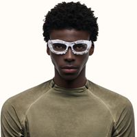 The Geologist - White Marble Rock Glasses | Vooglam On Model 2