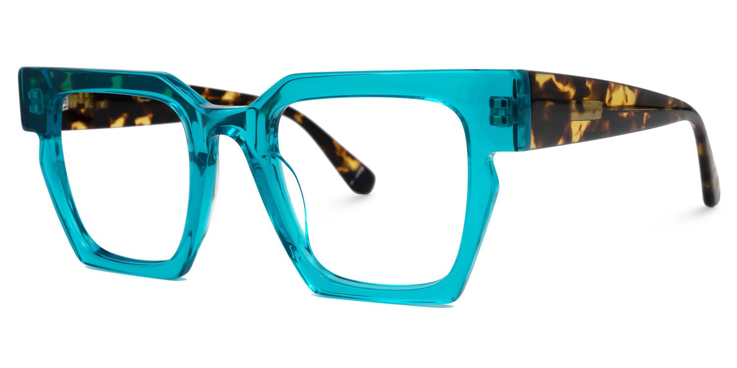 Ekanta - Square Blue Eyeglasses | Vooglam Front View