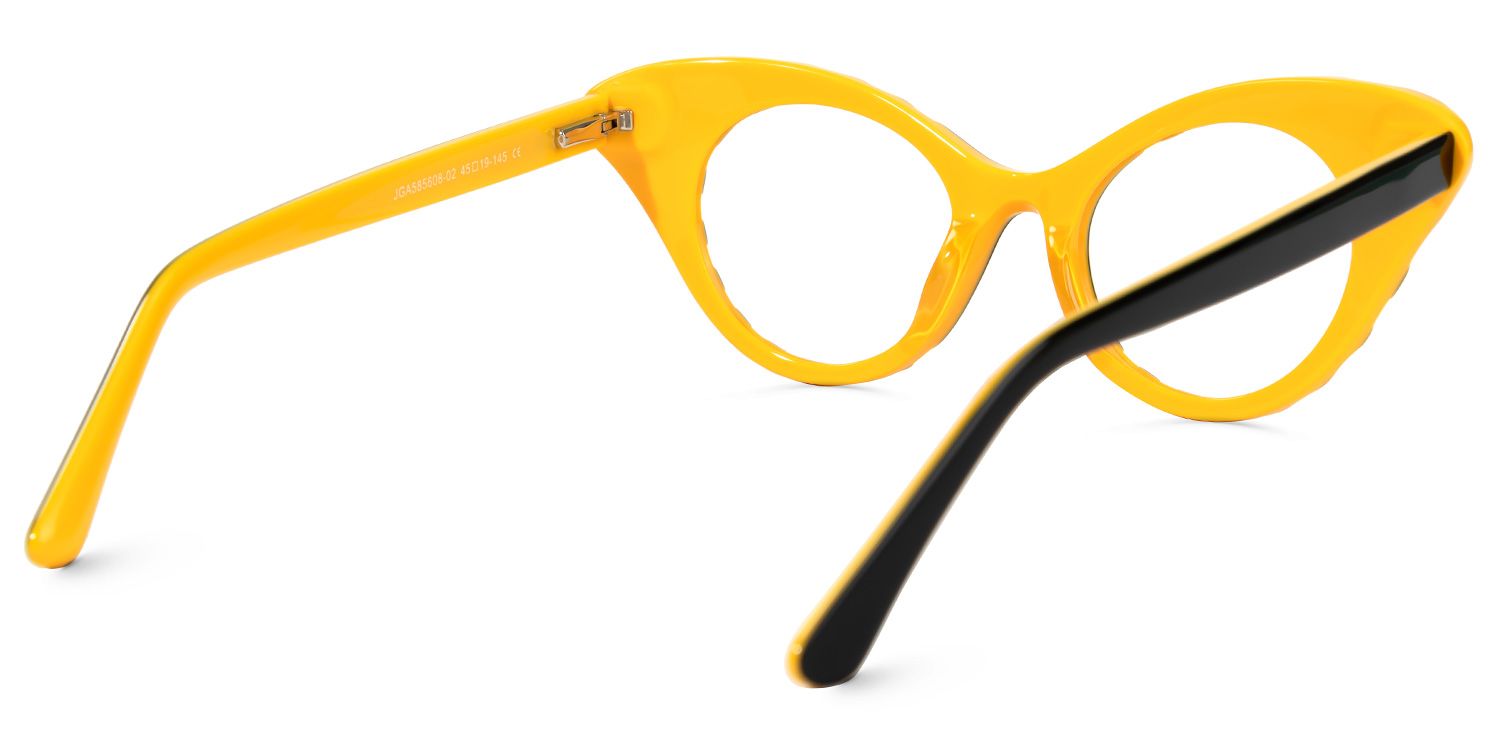 Kiele - Cat Eye Black/Yellow Pattern Eyeglasses by Vooglam - Side View