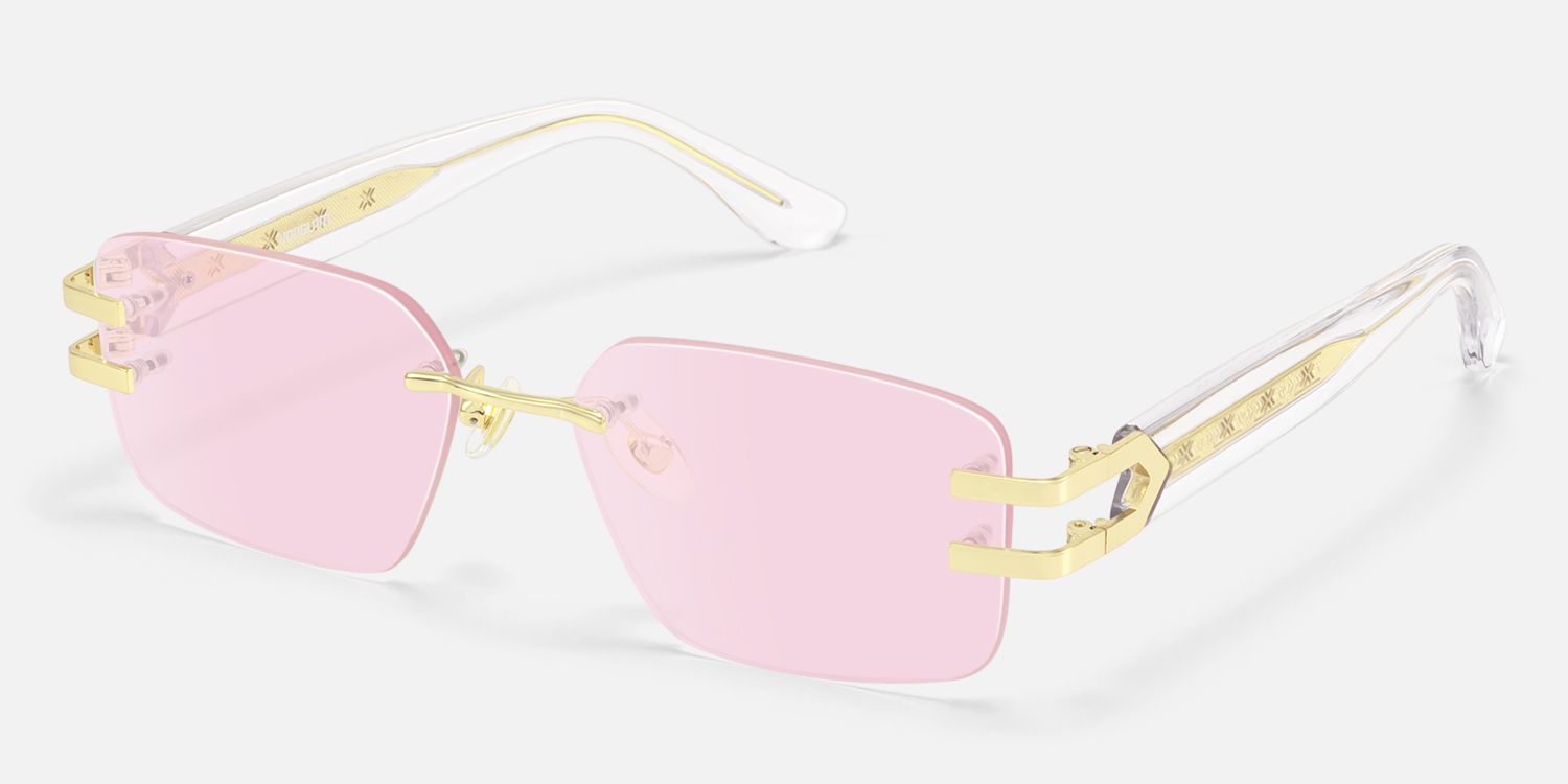Aurum - Light Pink Rimless Sunglasses | Vooglam Front View