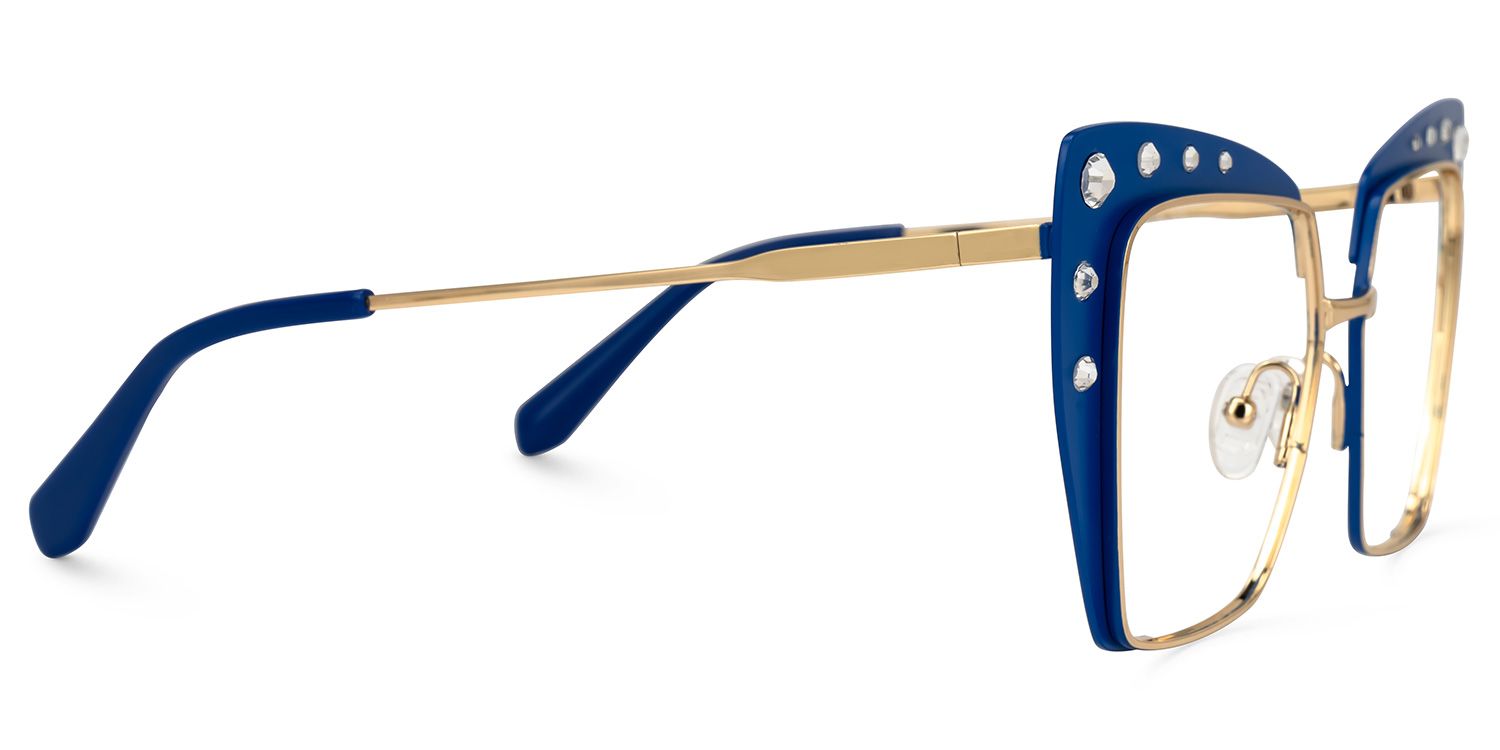 Afrim - Square Blue Eyeglasses by Vooglam - Product View 4