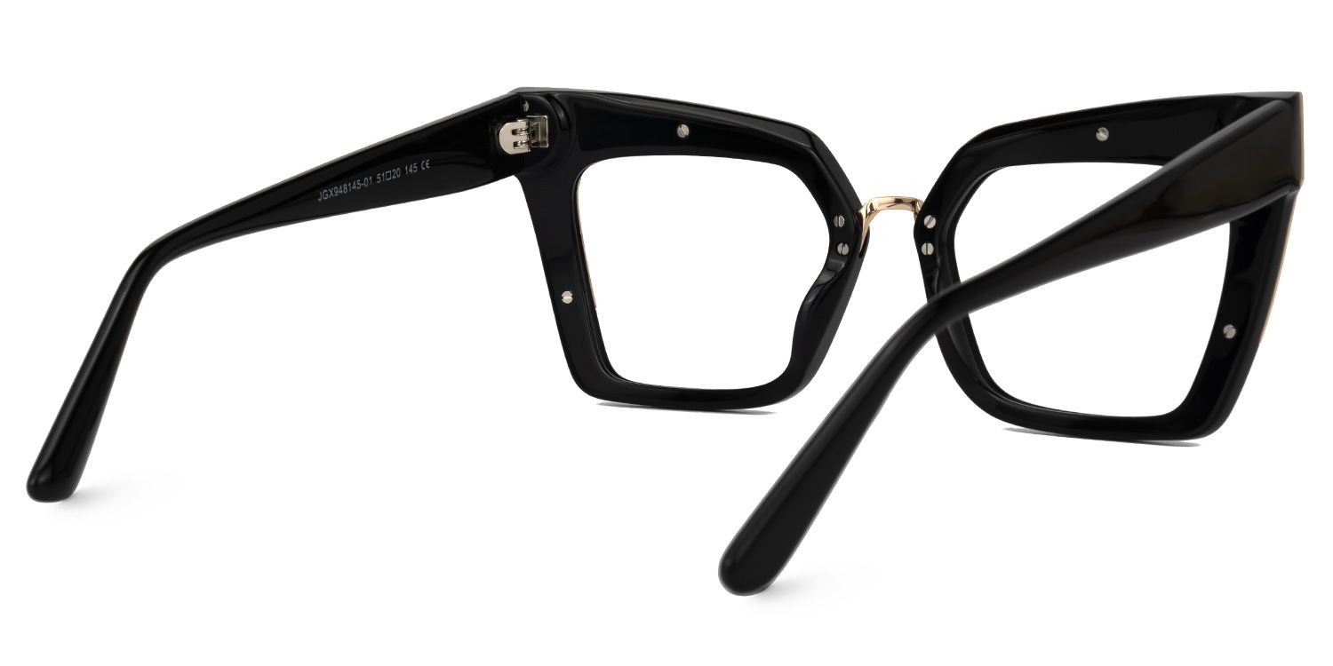 Dangela - Square Black Eyeglasses by Vooglam - Side View