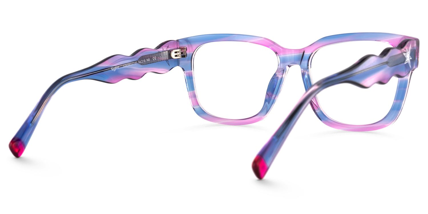 Daphne - Rectangle Pink/Blue Eyeglasses | Vooglam Side View