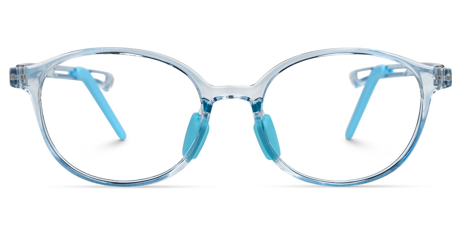Hadley - Oval Blue Kids Eyeglasses | Vooglam Angle View