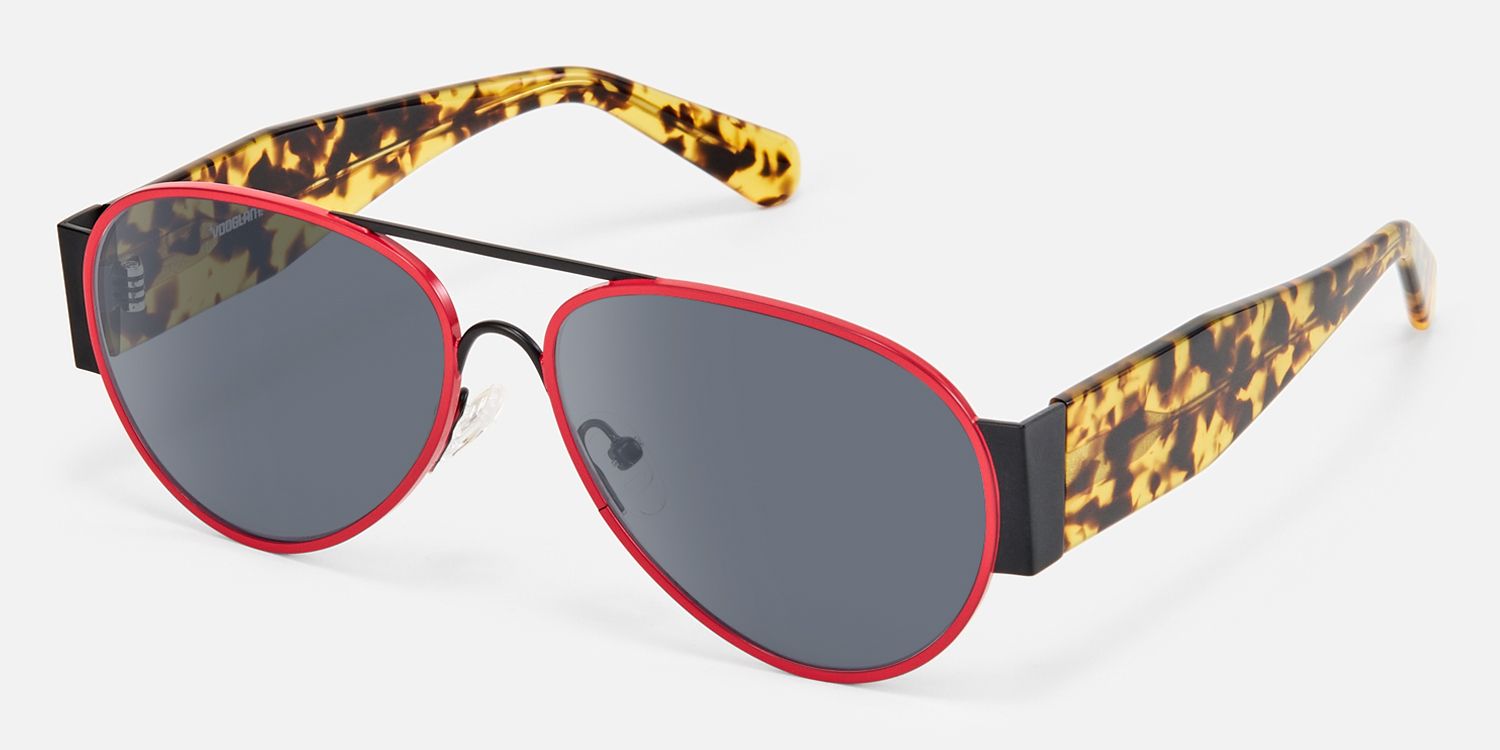 Novoa - Bold Aviator Sunglasses Tortoiseshell Temples | Vooglam Front View