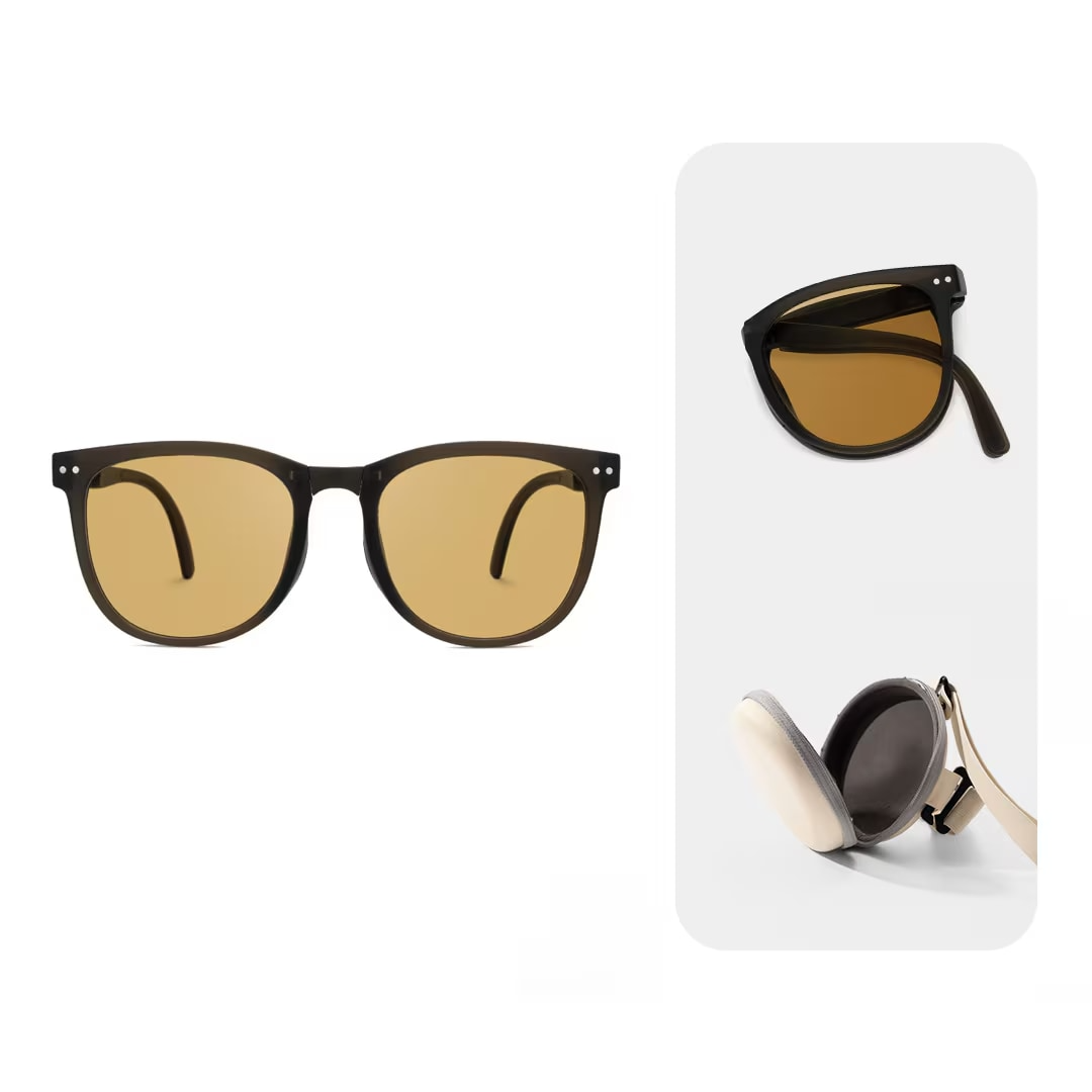 Jackopa - Square Brown Sunglasses by Vooglam - Product View 6