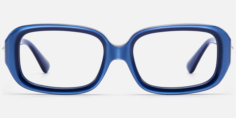 Prism - Dark Blue Pearlescent Rectangle Glasses by Vooglam