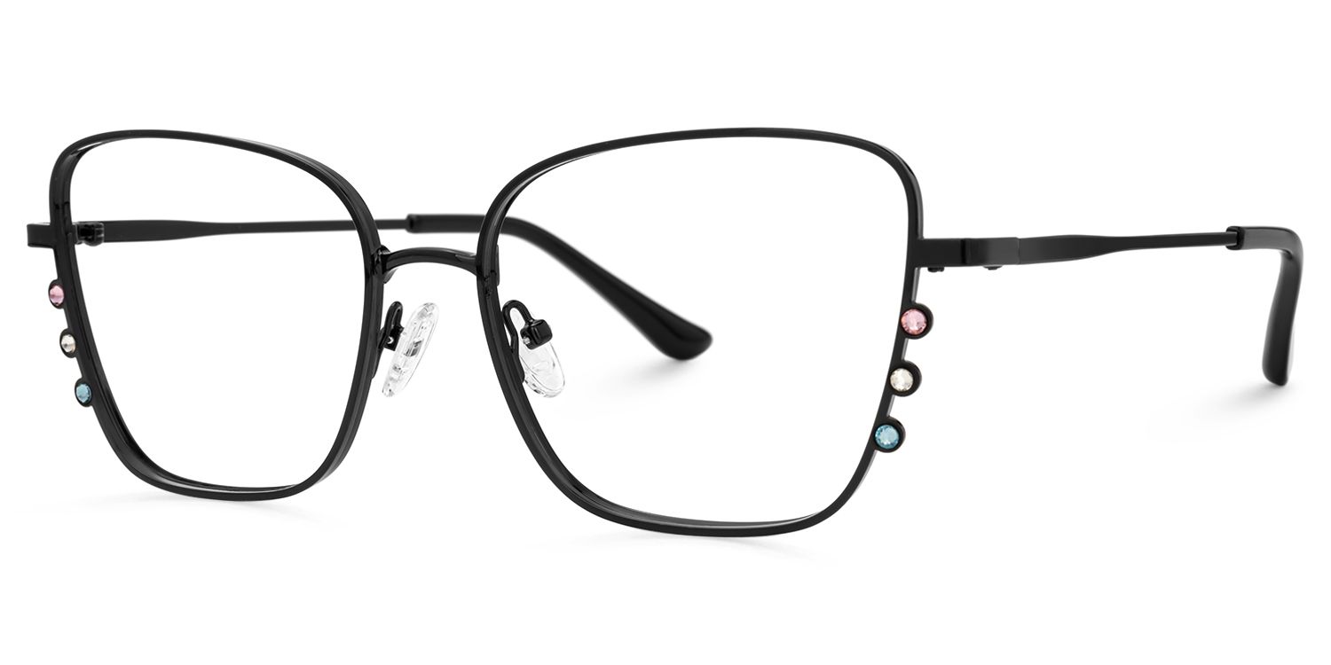 Hallam - Square Black Eyeglasses | Vooglam Front View