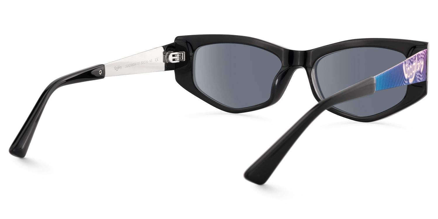 Tahiya - Geometric Black Sunglasses | Vooglam Side View