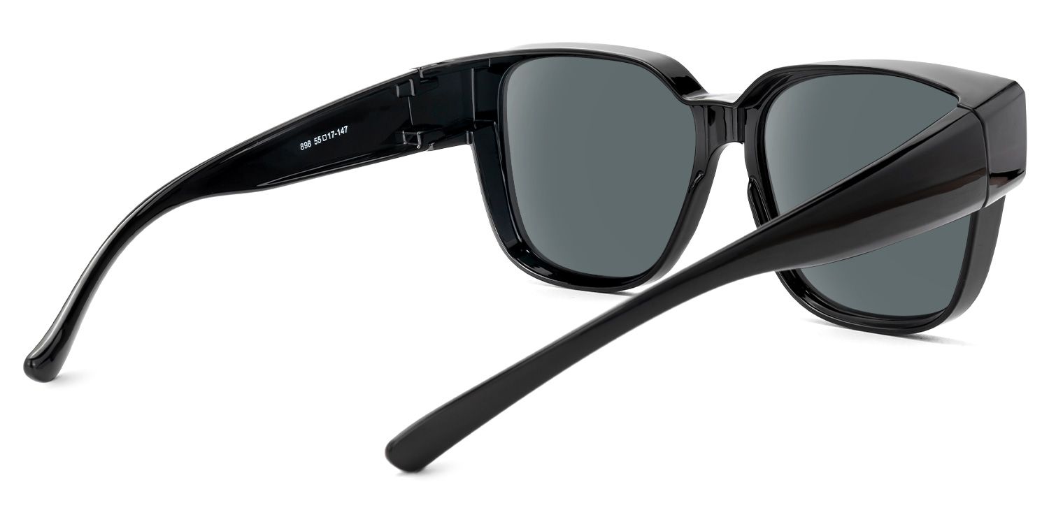 Macayle - Square Black Fit Over Sunglasses | Vooglam Side View