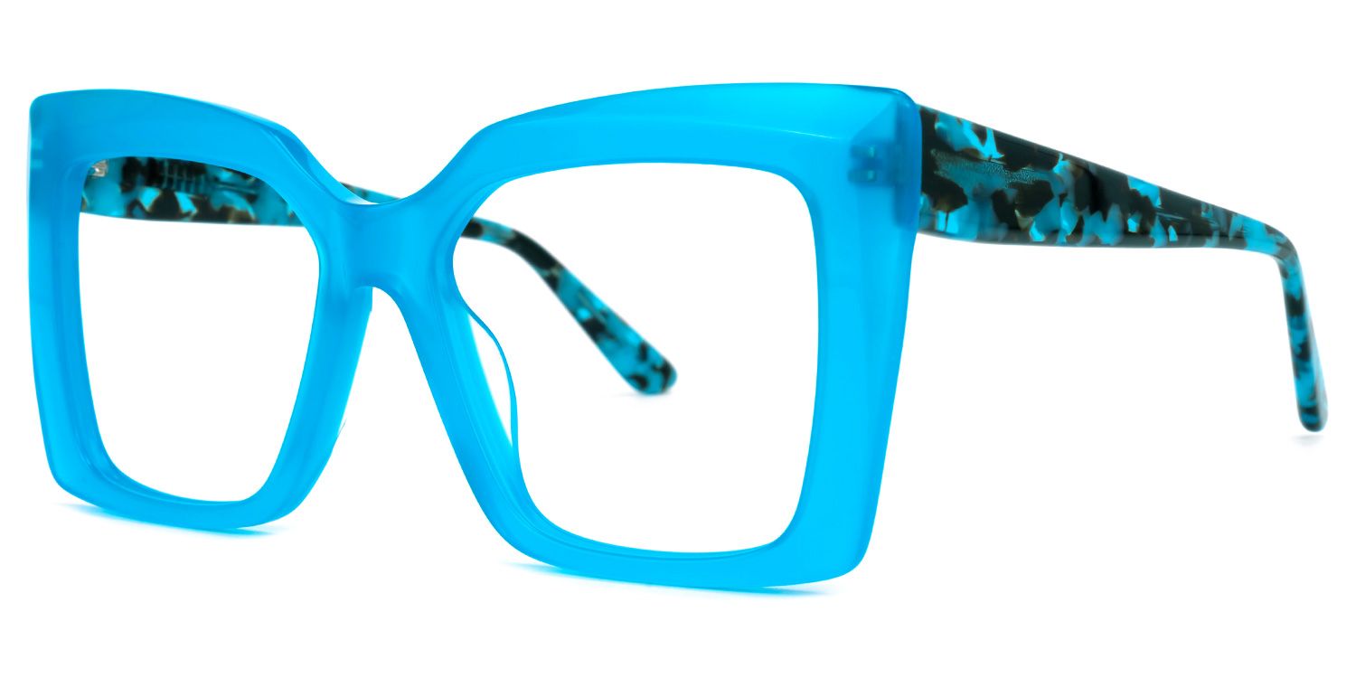 Eire - Square Blue Eyeglasses | Vooglam Front View