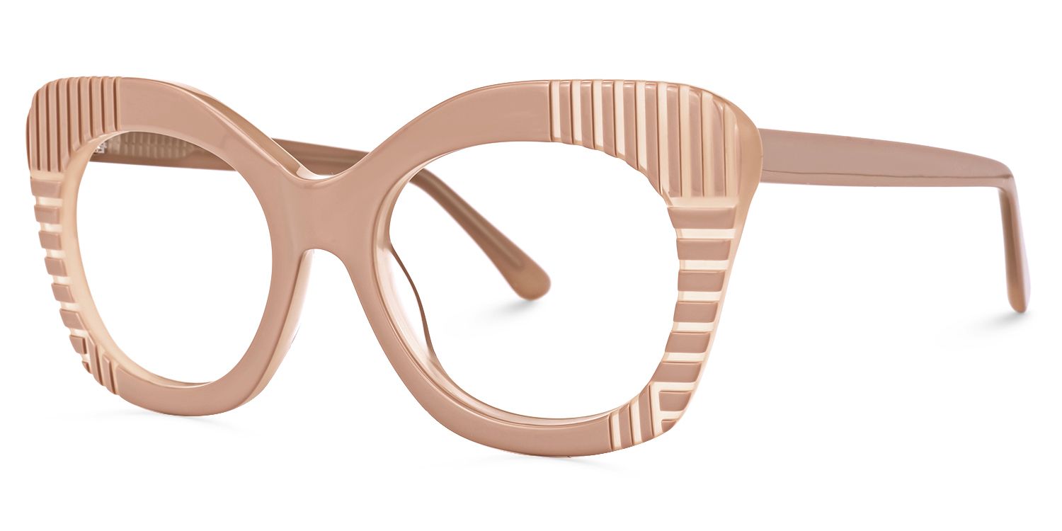 Inari - Cat Eye Pink Eyeglasses | Vooglam Front View