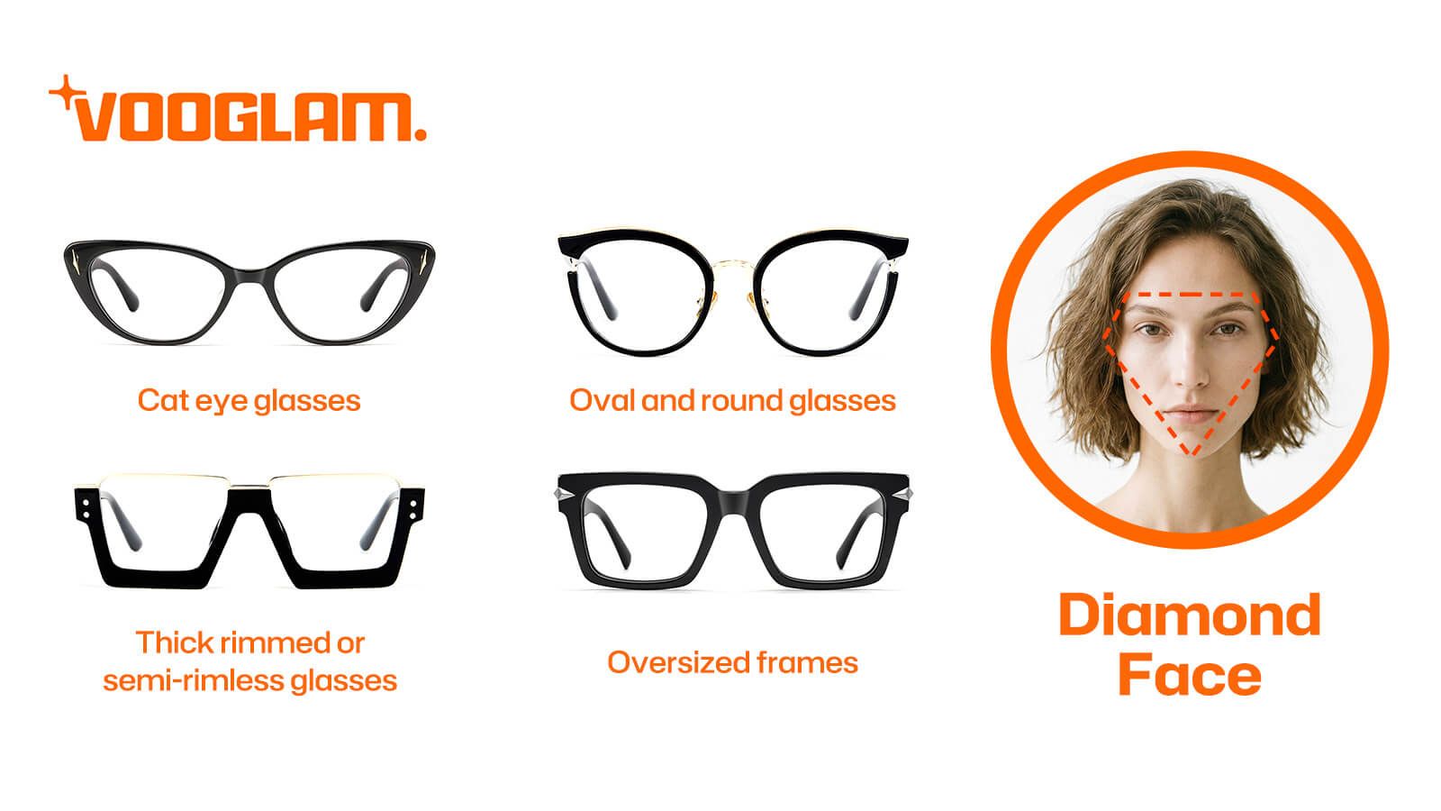 different glasses fit for dimand face