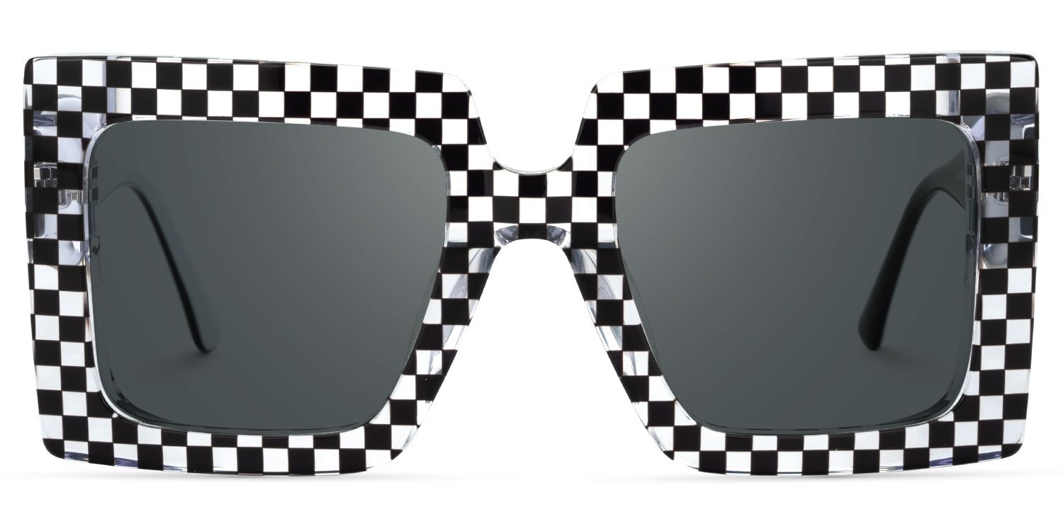 Ferial - Square Black/Crystal Sunglasses | Vooglam Angle View