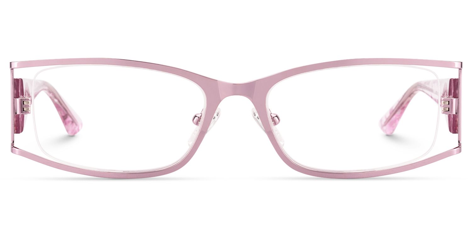 Elle - Rectangle Pink Eyeglasses | Vooglam Angle View
