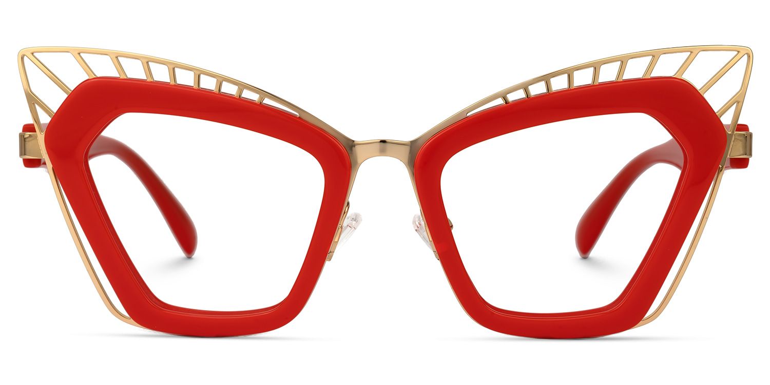 Deiter - Cat Eye Red/Gold Eyeglasses | Vooglam Angle View