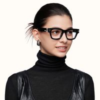 Stud - Rectangle Black Eyeglasses | Vooglam On Model 2