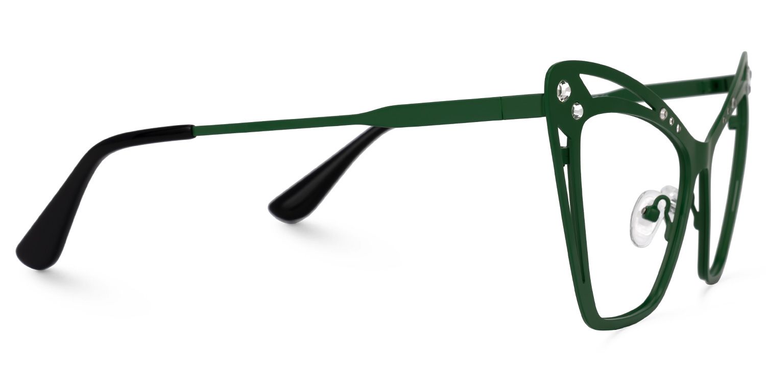 Jeanna - Cat Eye Green Eyeglasses by Vooglam - Product View 4