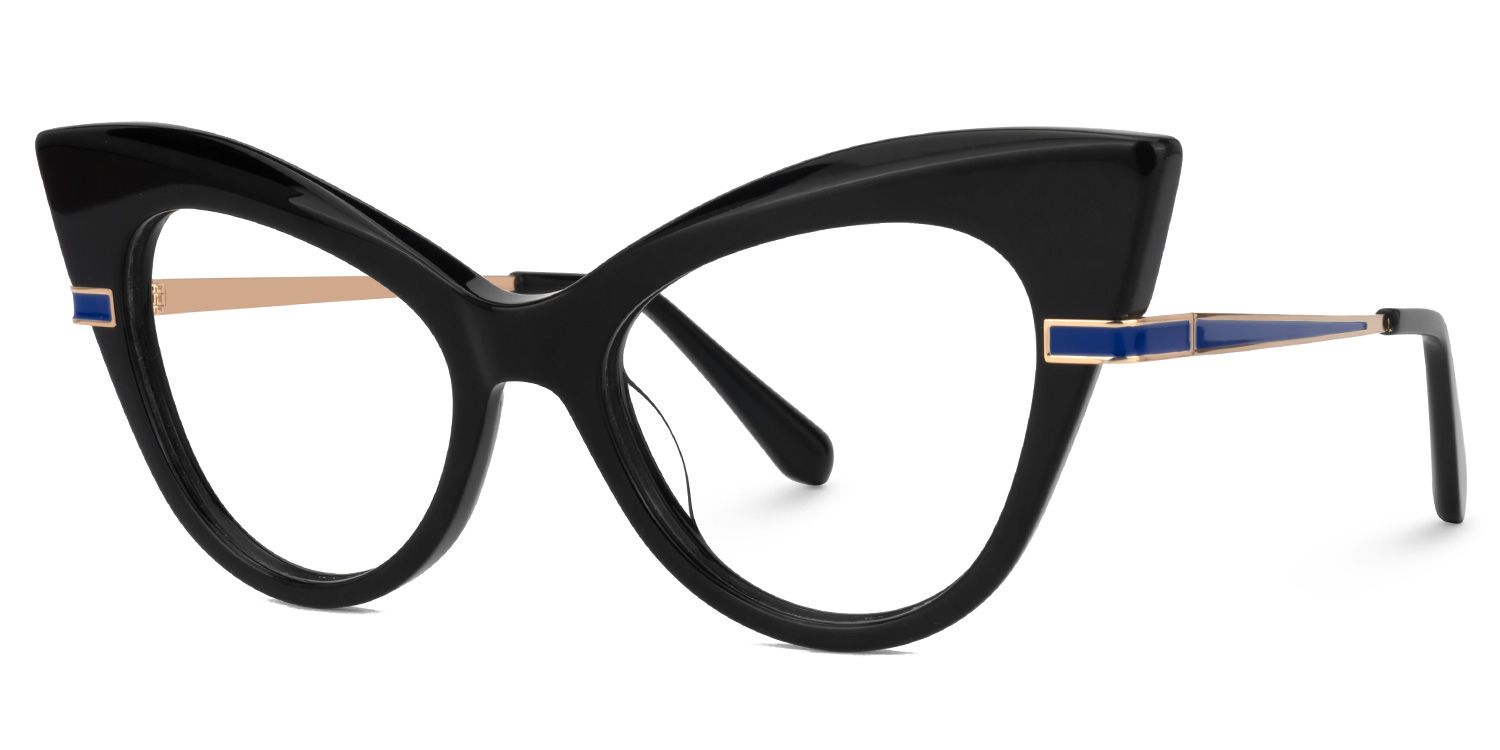 Fabrizio - Cat Eye Black Eyeglasses by Vooglam - Front View