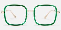 Jace - Trendy Green Square Glasses Gold Temples | Vooglam Angle View