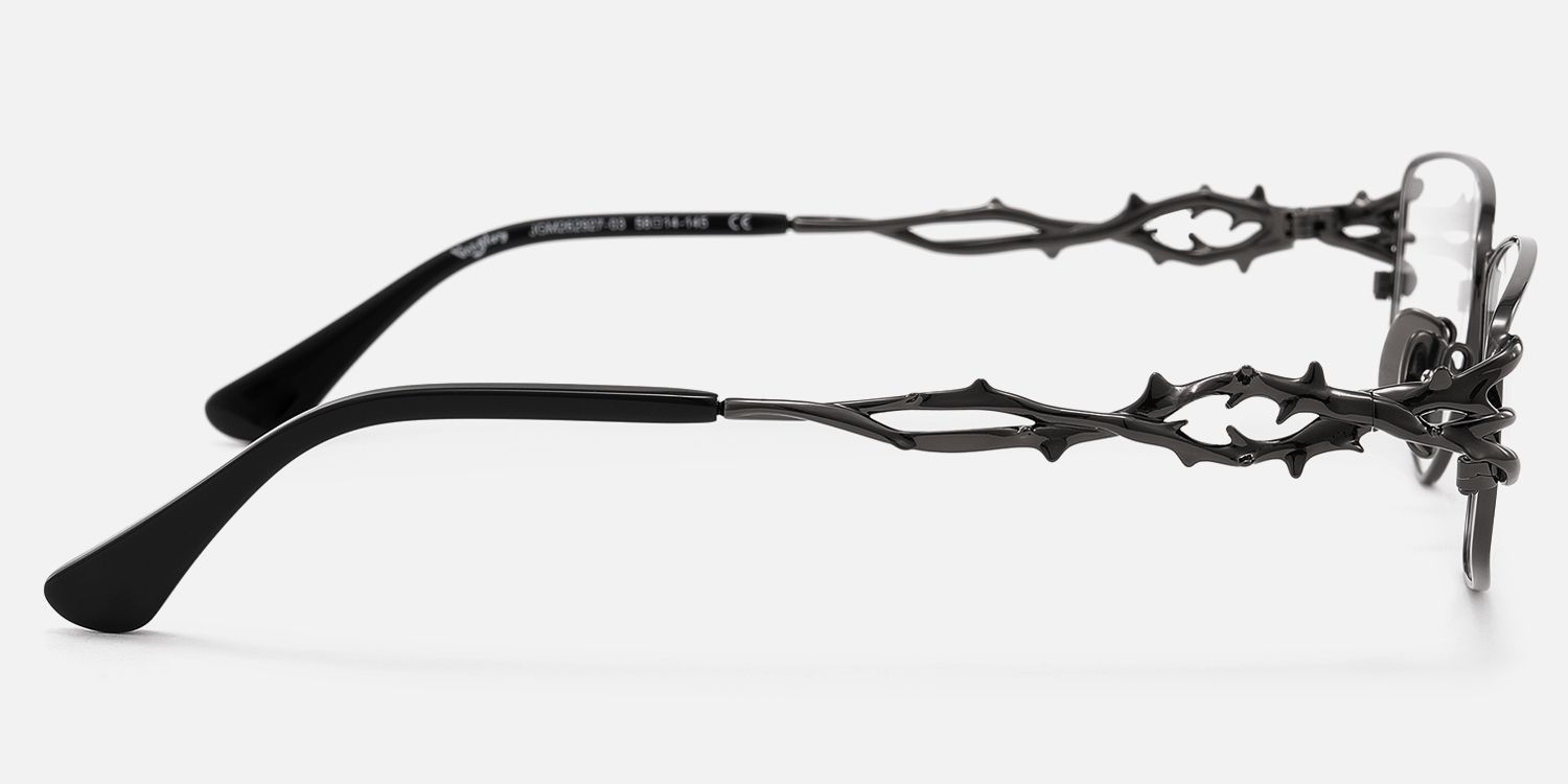 Spine - Geometric Metal Grey Eyeglasses | Vooglam Side View