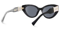 Sadah - Retro Black Cat-Eye Sunglasses Houndstooth Arms - 3