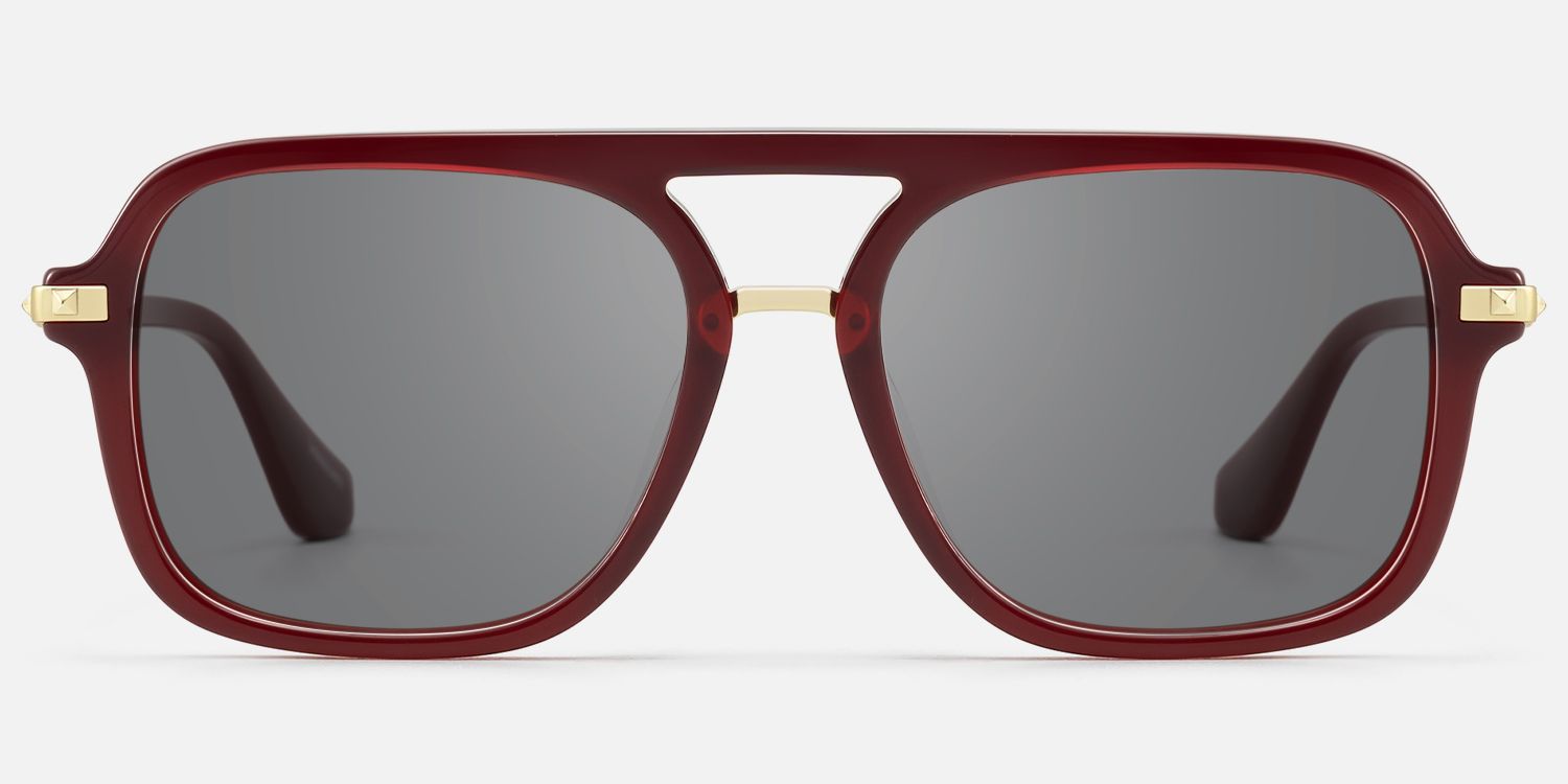 Marfa - Bold Red Frame Aviator Sunglasses | Vooglam Angle View