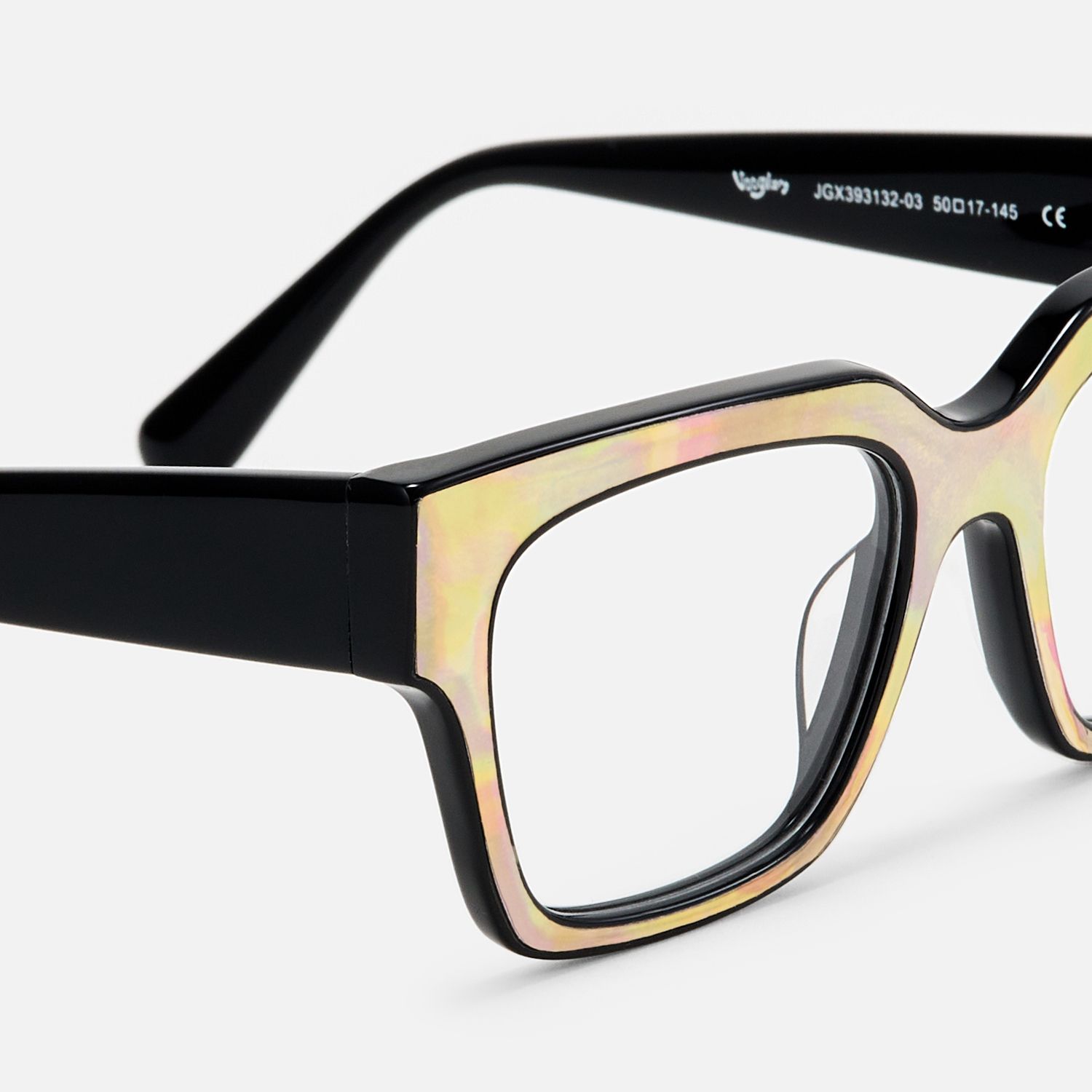 Qacha-Artistic Colorful Ink Wash Square Glasses | Vooglam Design Details
