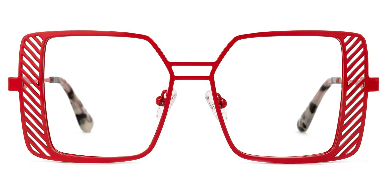 Eirene - Square Red Eyeglasses | Vooglam Angle View
