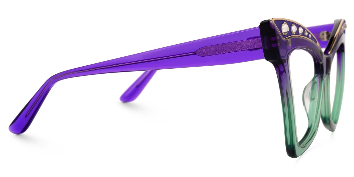 Aerith - Cat Eye Purple/Green Eyeglasses | Vooglam 4