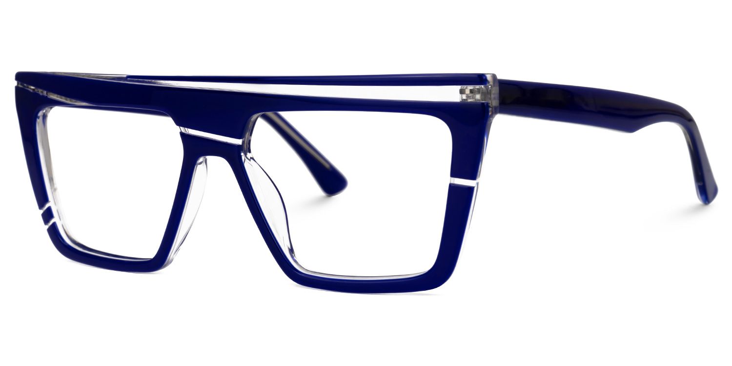 Daneil - Aviator Blue/Crystal Eyeglasses by Vooglam - Front View