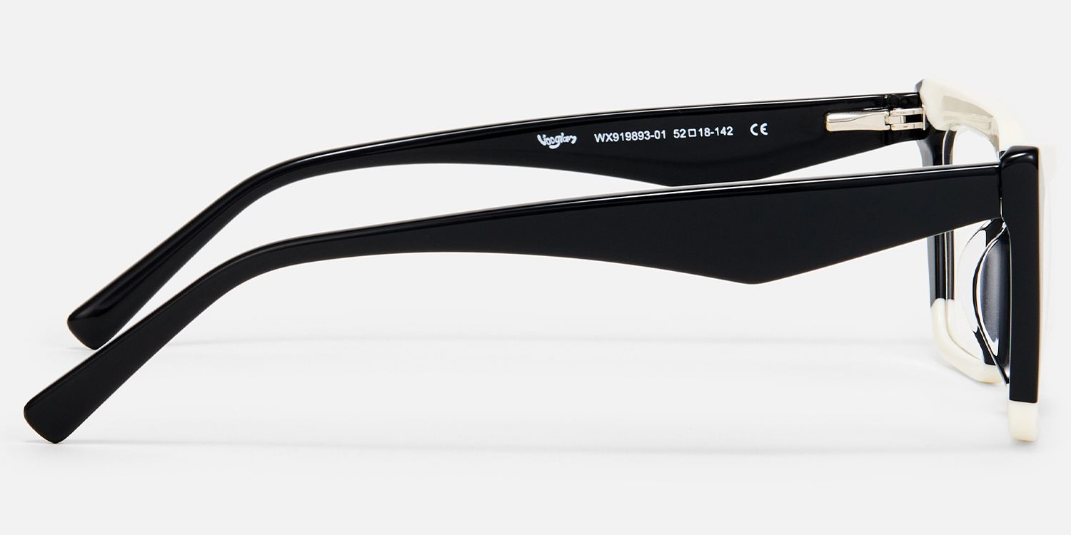 Petrie - Retro Bold Black & White Cat-Eye Glasses product detail 3