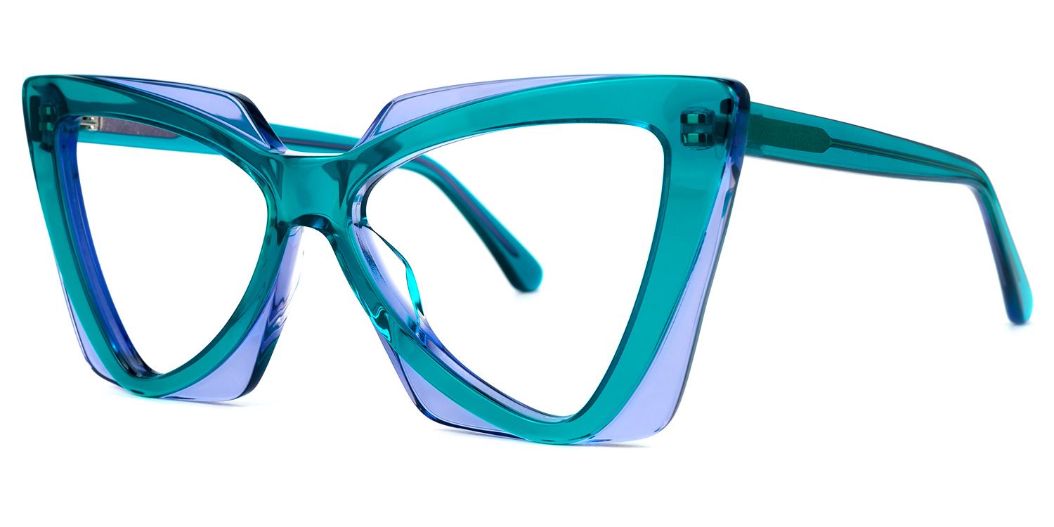 Deshawn - Cat Eye Blue/Purple Two-tone Eyeglasses | Vooglam Front View