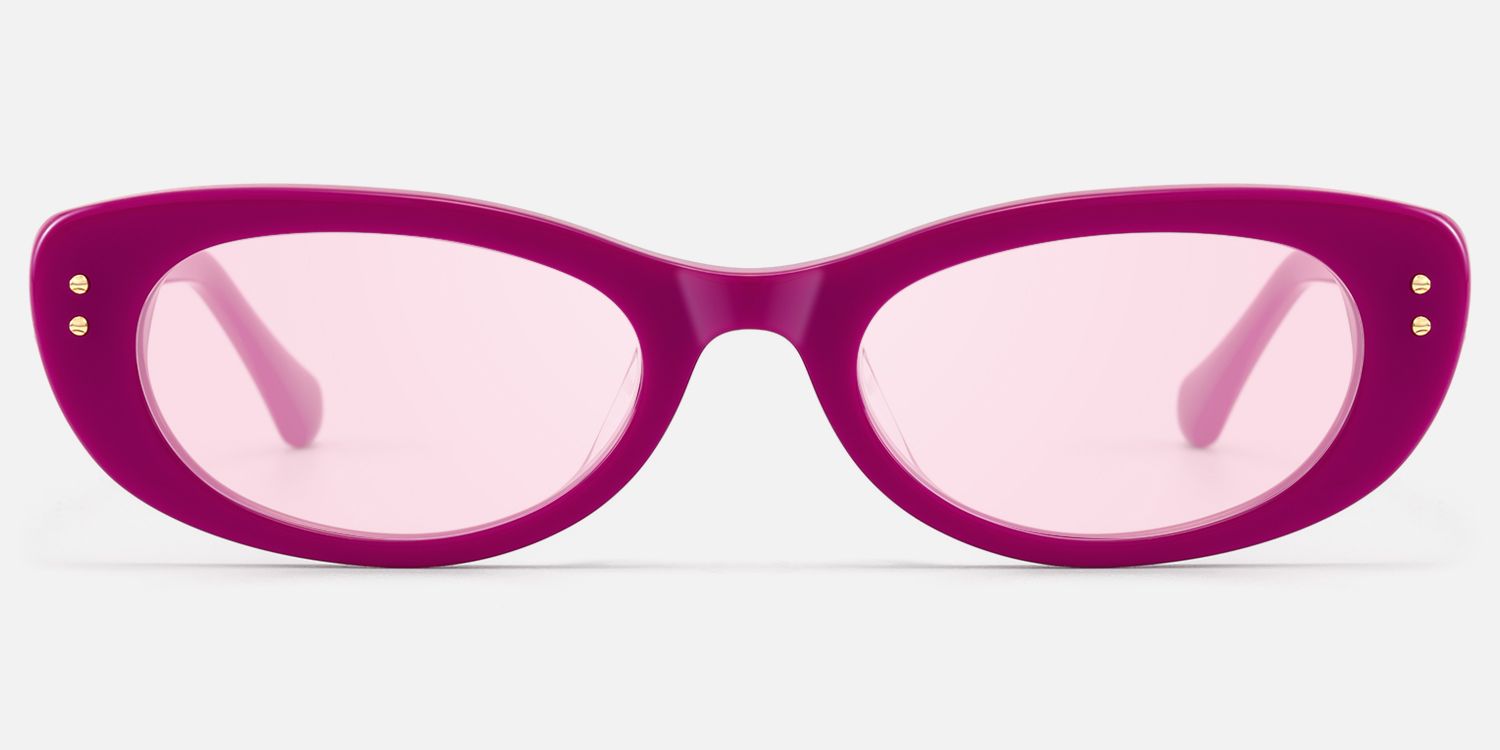 Ginza - Pink Tinted Magenta Y2K Rave Sunglasses | Vooglam Angle View