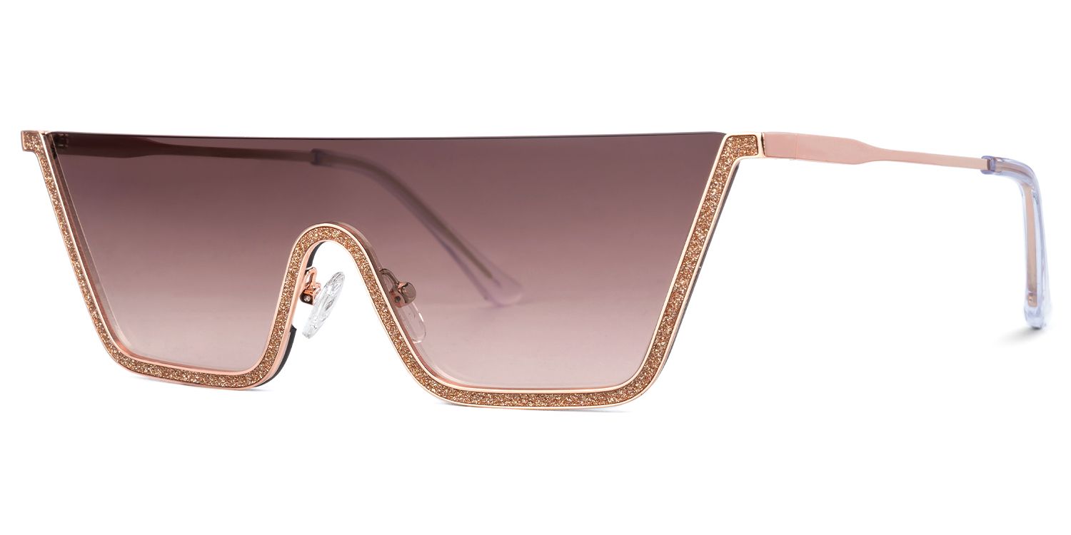 Lael - Cat Eye Champagne Sunglasses by Vooglam - Front View