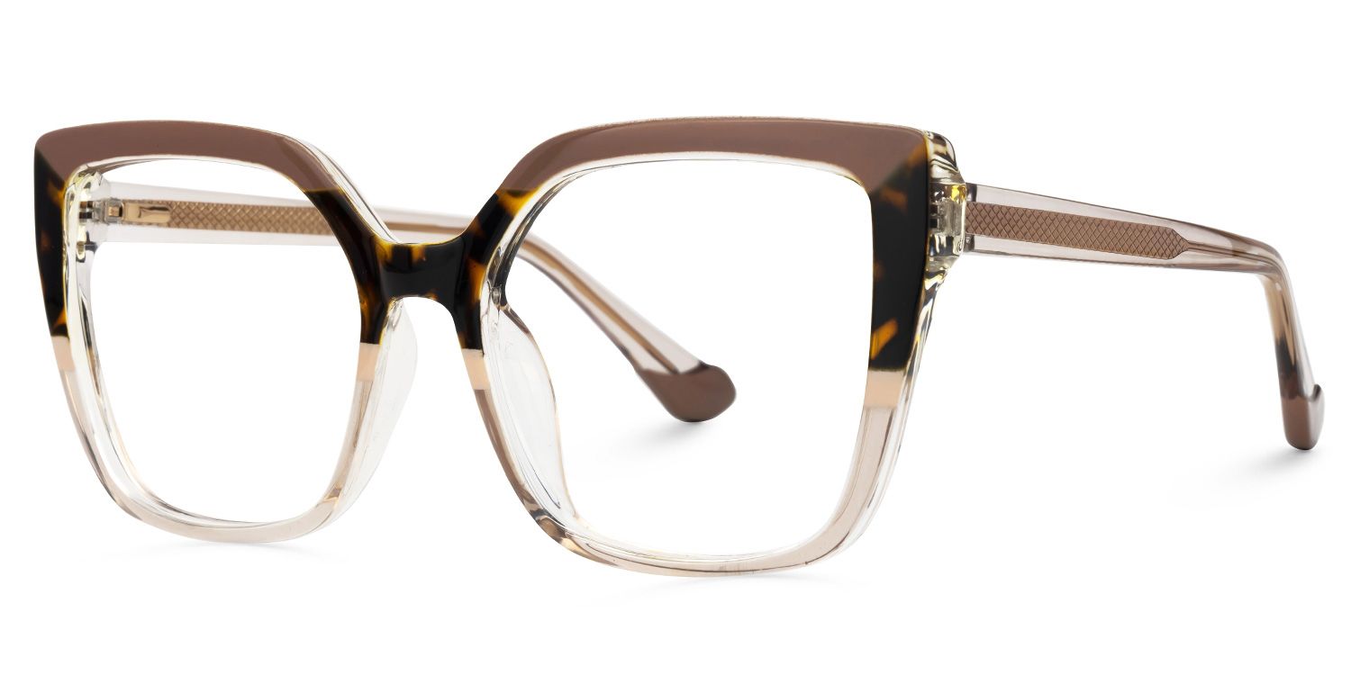 Faizan - Square Brown/Tortoise Eyeglasses | Vooglam Front View